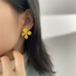 Yellow Enamel & 18K Gold-Plated Four-Petal Flower Stud Earrings Sale