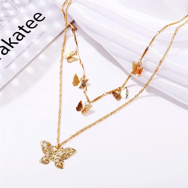 18K Gold-Plated Butterfly Layered Necklace Online Sale