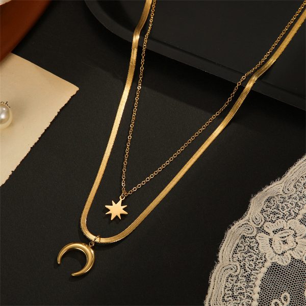 18K Gold-Plated Celestial Snake-Chain Layered Necklace Hot on Sale