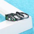 Green Crystal & Cubic Zirconia Skull Heart Ring Set Fashion