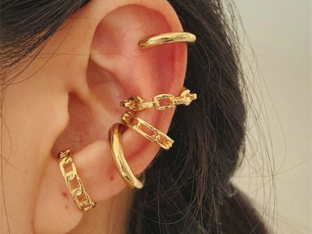 18K Gold-Plated Chain Ear Cuffs Set For Discount