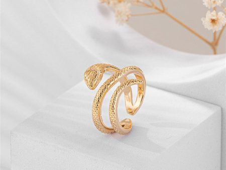 18K Gold-Plated Snake Coiled Open Ring For Sale