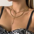 18K Gold-Plated Chain Link Drop Necklace Set Supply