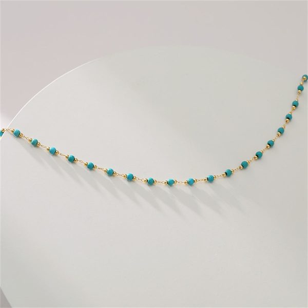 Turquoise & 18K Gold-Plated Bead Necklace For Discount