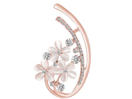 Clear Cubic Zirconia & Cats Eye 18K Rose Gold-Plated Botany Brooch For Cheap