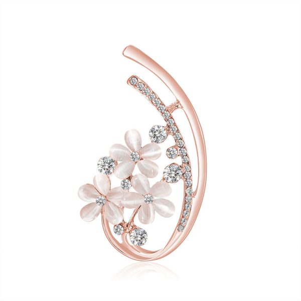 Clear Cubic Zirconia & Cats Eye 18K Rose Gold-Plated Botany Brooch For Cheap