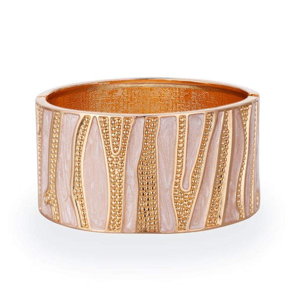 White Enamel & 18K Gold-Plated Branch Bangle Online Hot Sale