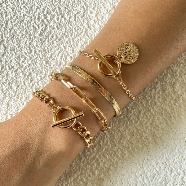 18K Gold-Plated Chain Adjustable Bracelet Set Online Sale