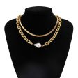 Pearl & 18K Gold Plated Snake Chain Necklace & Bracelet For Cheap