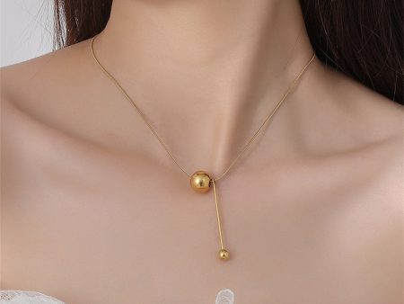 18K Gold-Plated Ball Drop Pendant Necklace For Discount