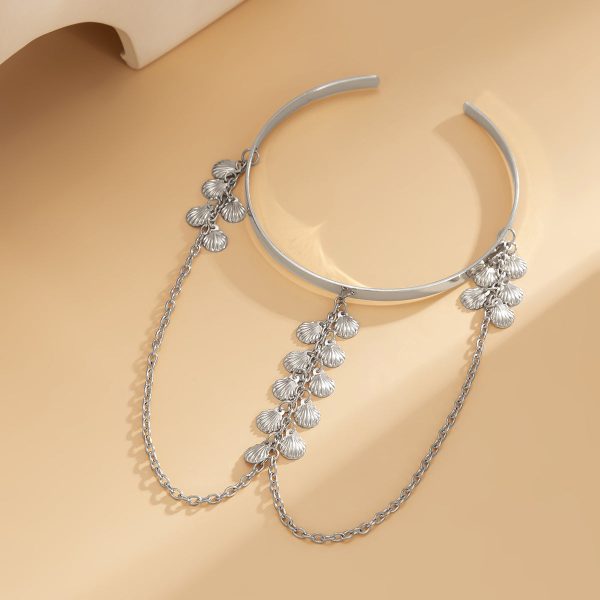 Silver-Plated Shell Tassel Arm Cuff For Sale