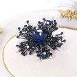 Blue Cubic Zirconia & Silver-Plated Flower Brooch Online Sale