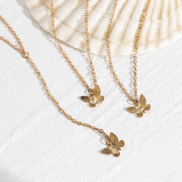 18K Gold-Plated Butterfly Drop Necklace Set Fashion