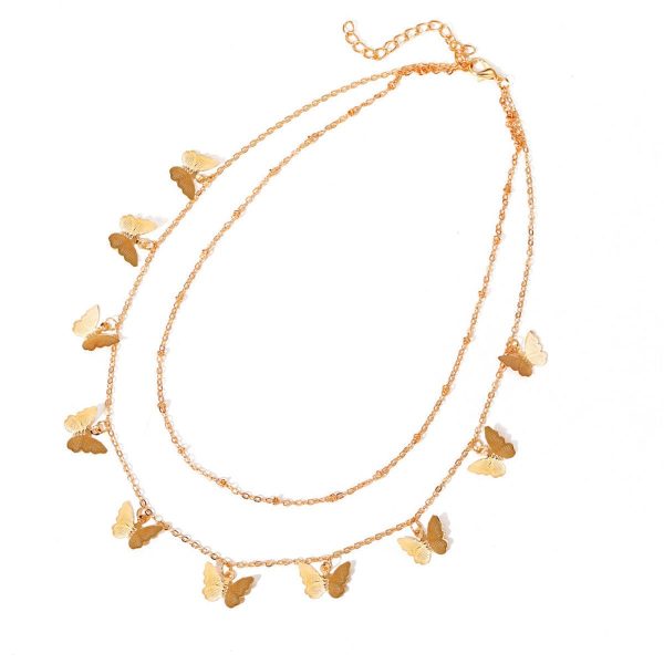 18K Gold-Plated Butterfly Station Layered Necklace Hot on Sale