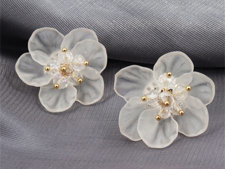 White Acrylic & 18K Gold-Plated Flower Stud Earrings Online Sale