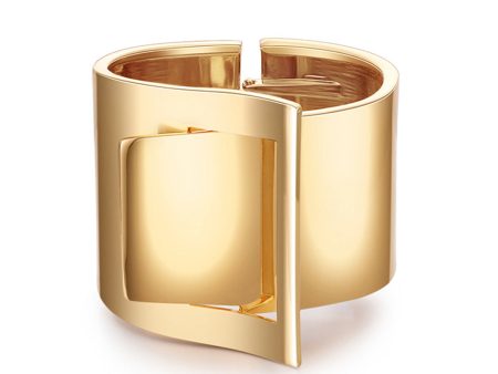 18K Gold-Plated Buckle Wide-Brim Bangle on Sale