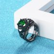 Green Crystal & Cubic Zirconia Skull Heart Ring Set Fashion