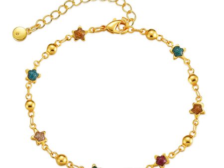 Teal Multicolor Resin & 18K Gold-Plated Star Bead Bracelet For Cheap