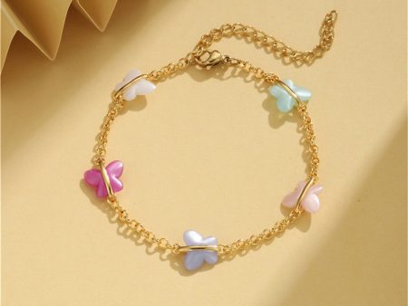 Pink Acrylic & 18K Gold-Plated Butterfly Station Bracelet Discount