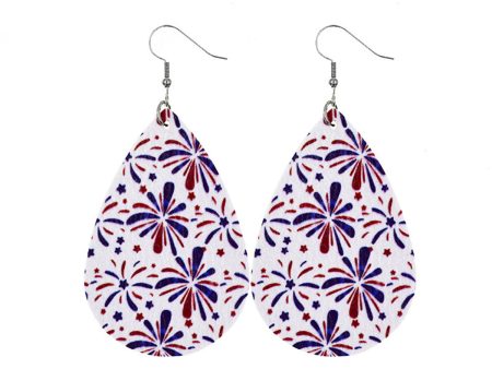 White & Blue Polystyrene Fireworks Teardrop Drop Earrings Cheap