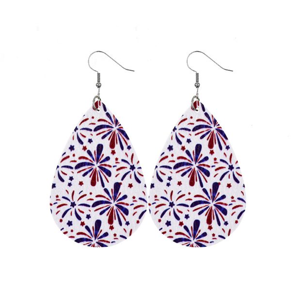 White & Blue Polystyrene Fireworks Teardrop Drop Earrings Cheap