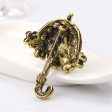 Yellow Cubic Zirconia & 18K Gold-Plated Flower Umbrella Brooch For Cheap