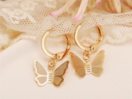 18K Gold-Plated Butterfly Drop Earrings on Sale