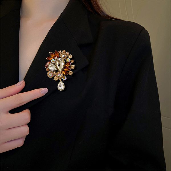 Yellow Crystal & Cubic Zirconia Botany Brooch Fashion