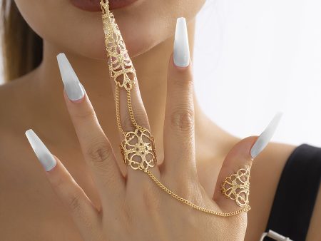 18K Gold-Plated Filigree Triple-Finger Ring Online Sale