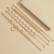 Pearl & Cubic Zirconia 18K Gold-Plated Heart Bracelet Set Supply