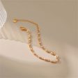 White Pearl & 18K Gold-Plated Oval Station Anklet For Sale