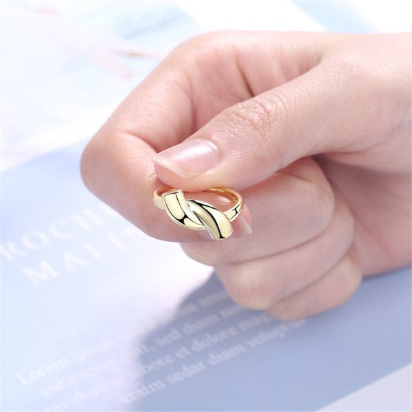 18K Gold-Plated Twisted Smooth Geometric Bypass Ring For Cheap