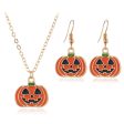 Orange Enamel & 18K Gold-Plated Pumpkin Drop Earrings & Pendant Necklace Set on Sale