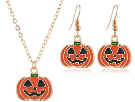 Orange Enamel & 18K Gold-Plated Pumpkin Drop Earrings & Pendant Necklace Set on Sale