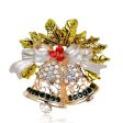 Cubic Zirconia & 18K Gold-Plated Botany Bow & Bell Brooch For Sale