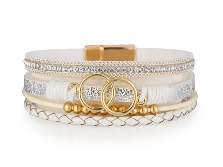 White Polystyrene & Cubic Zirconia 18K Gold-Plated Interlocked Circle Bracelet Online Hot Sale