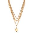 18K Gold-Plated Cable Chain Heart Pendant Layered Necklace Online now