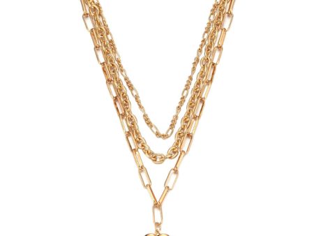 18K Gold-Plated Cable Chain Heart Pendant Layered Necklace Online now