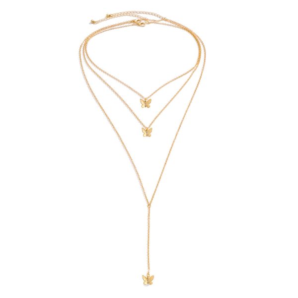 18K Gold-Plated Butterfly Drop Necklace Set Fashion