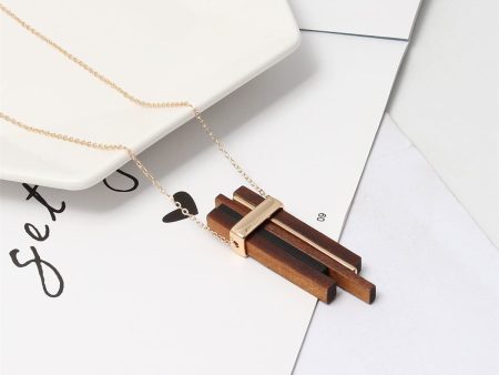 Wood & 18K Gold-Plated Pendant Necklace Supply