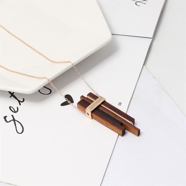 Wood & 18K Gold-Plated Pendant Necklace Supply