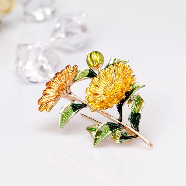 Yellow Enamel & 18K Gold-Plated Flower Brooch Online