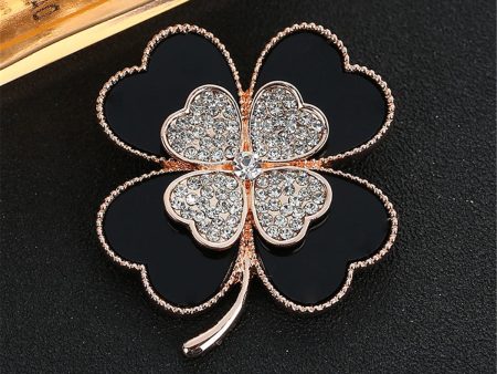 Black & Cubic Zirconia Clover Brooch Online