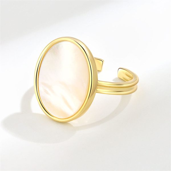 Shell & 18K Gold-Plated Oval Open Ring Cheap