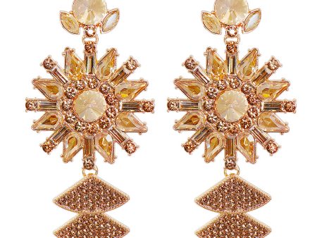 Yellow Crystal & Cubic Zirconia Sunflower Drop Earrings Online Sale