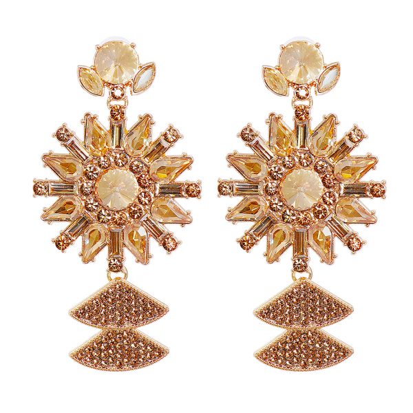 Yellow Crystal & Cubic Zirconia Sunflower Drop Earrings Online Sale