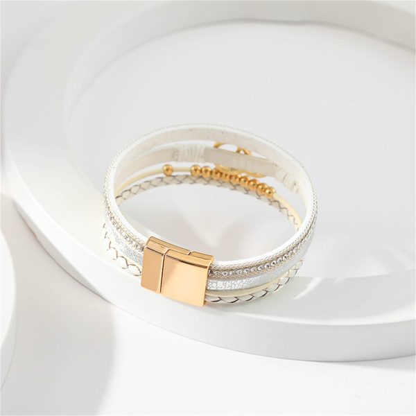 White Polystyrene & Cubic Zirconia 18K Gold-Plated Interlocked Circle Bracelet Online Hot Sale