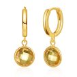 Yellow Crystal & 18K Gold-Plated Round Huggie Earrings For Sale