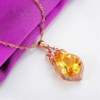 Yellow Crystal & Cubic Zirconia 18K Rose Gold-Plated Teardrop Pendant Necklace Cheap