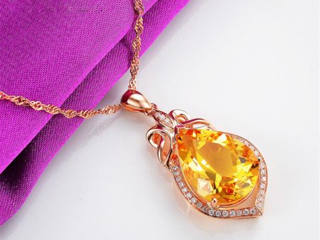 Yellow Crystal & Cubic Zirconia 18K Rose Gold-Plated Teardrop Pendant Necklace Cheap